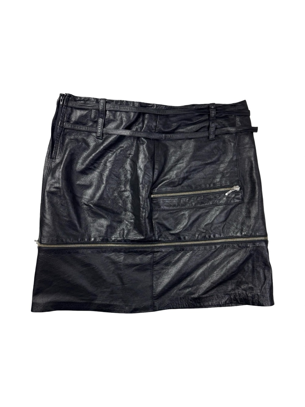 Vintage 90s Y2K Danier Black Leather Zip Mini Skirt Goth Grunge Baddie-core